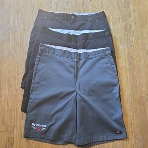 Dickies Men's Charcoal and Black Flat Front Shorts Loose Fit 3 Pairs Waist 42